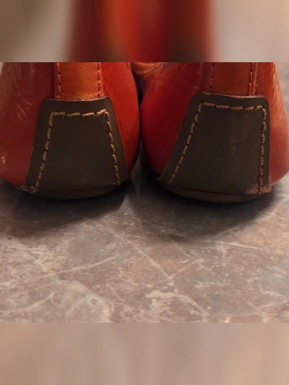 Tory Burch Orange Patent Leather Logo Ballet Flats